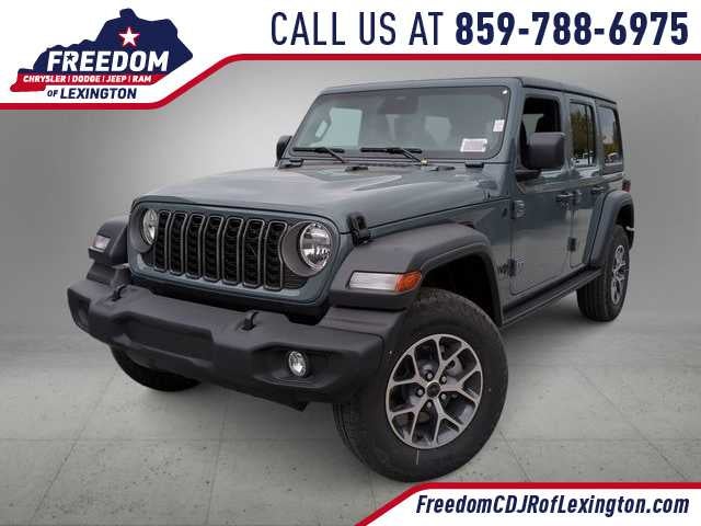 2026 Jeep Wrangler WRANGLER 4-DOOR SPORT S in Anvil Clear-Coat Exterior Paint — front three-quarter view
