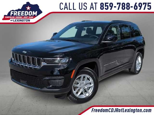 2026 Jeep Grand Cherokee GRAND CHEROKEE LAREDO X 4X4 in Diamond Black Crystal Pearl-Coat Exterior Paint — front three-quarter view