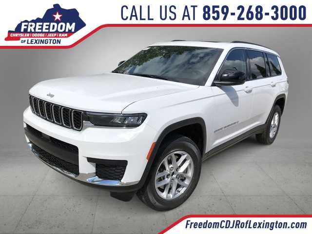 2026 Jeep Grand Cherokee GRAND CHEROKEE L LAREDO X 4X4 in Bright White Clear-Coat Exterior Paint — front three-quarter view