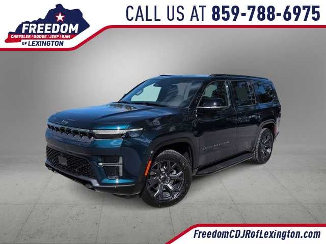 2026 Jeep Grand Wagoneer GRAND WAGONEER UPLAND 4X4 in Fathom Blue Pearl-Coat Exterior Paint (Late Availability) — front three-quarter view