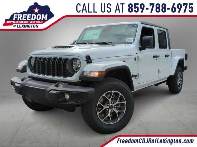 2025 Jeep Gladiator GLADIATOR SPORT S 4X4 in Bright White Clear-Coat Exterior Paint — front three-quarter view