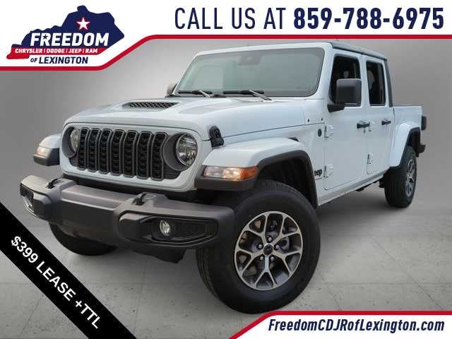 2025 Jeep Gladiator GLADIATOR SPORT S 4X4 in Bright White Clear-Coat Exterior Paint — front three-quarter view