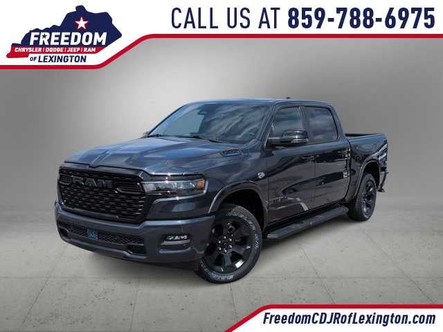 2026 RAM 1500 RAM 1500 BIG HORN CREW CAB 4X4 5'7' BOX in Forged Blue Metallic Exterior Paint — front three-quarter view