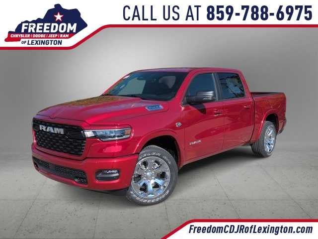 2026 RAM 1500 RAM 1500 BIG HORN CREW CAB 4X4 5'7' BOX in Molten Red Pearl-Coat Exterior Paint — front three-quarter view