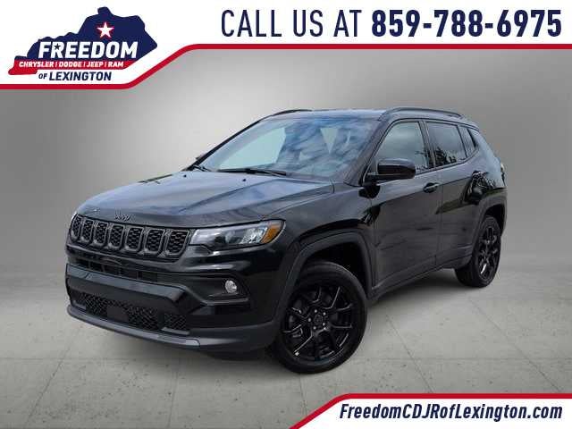 2026 Jeep Compass COMPASS LATITUDE ALTITUDE 4X4 in Diamond Black Crystal Pearl-Coat Exterior Paint — front three-quarter view