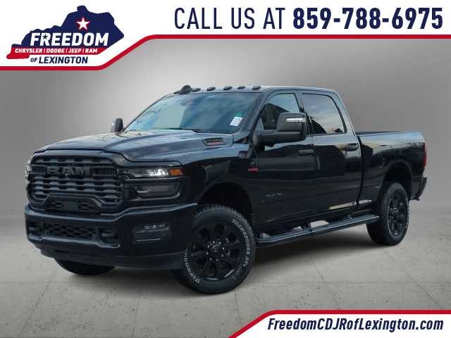 2026 RAM 2500 RAM 2500 BIG HORN CREW CAB 4X4 6'4' BOX in Diamond Black Crystal Pearl-Coat Exterior Paint — front three-quarter view