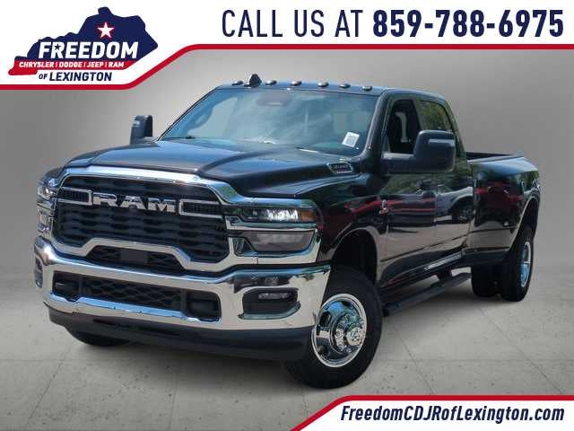 2026 RAM 3500 RAM 3500 TRADESMAN CREW CAB 4X4 8' BOX in Diamond Black Crystal Pearl-Coat Exterior Paint — front three-quarter view
