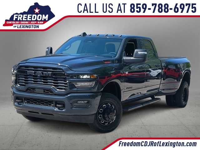 2026 RAM 3500 RAM 3500 BIG HORN CREW CAB 4X4 8' BOX in Forged Blue Metallic Exterior Paint — front three-quarter view
