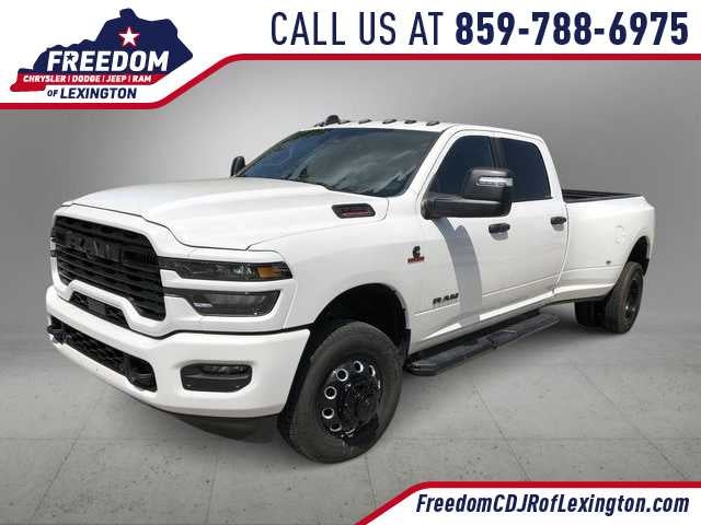 2026 RAM 3500 RAM 3500 BIG HORN CREW CAB 4X4 8' BOX in Bright White Clear-Coat Exterior Paint — front three-quarter view