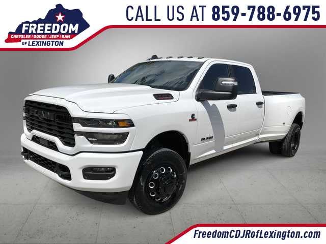 2026 RAM 3500 RAM 3500 BIG HORN CREW CAB 4X4 8' BOX in Bright White Clear-Coat Exterior Paint — front three-quarter view
