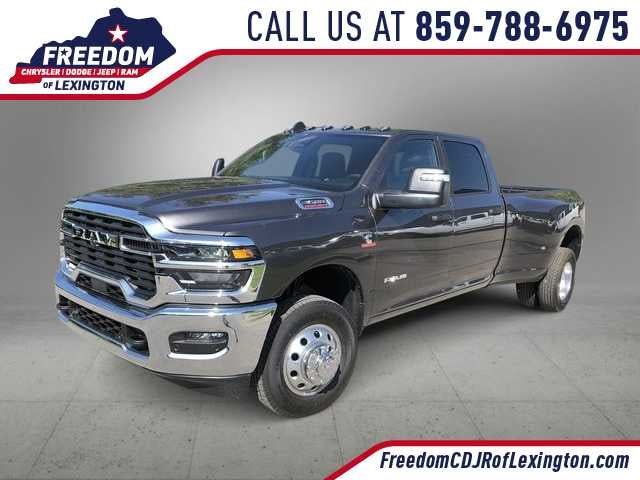 2026 RAM 3500 RAM 3500 BIG HORN CREW CAB 4X4 8' BOX in Granite Crystal Metallic Clear-Coat Exterior Paint — front three-quarter view