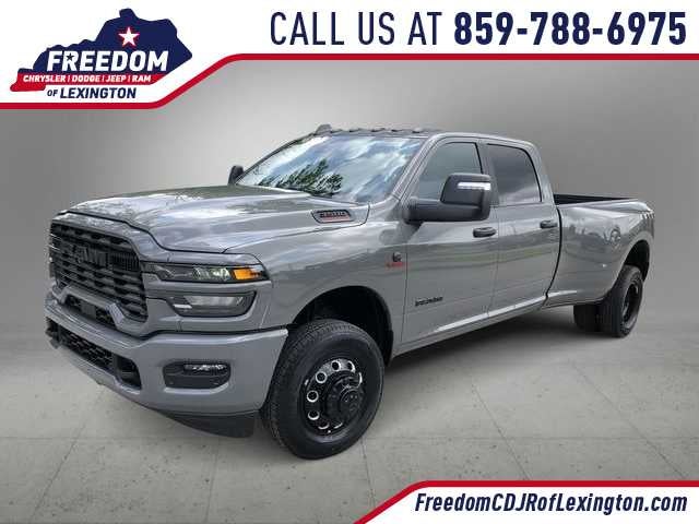 2026 RAM 3500 RAM 3500 BIG HORN CREW CAB 4X4 8' BOX in Ceramic Gray Clear-Coat Exterior Paint — front three-quarter view