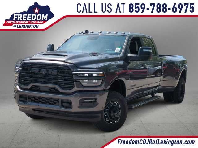 2026 RAM 3500 RAM 3500 LARAMIE CREW CAB 4X4 8' BOX in Granite Crystal Metallic Clear-Coat Exterior Paint — front three-quarter view