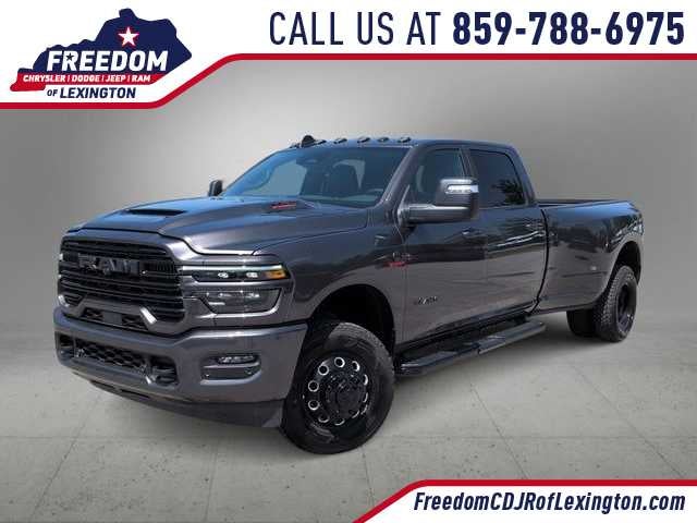 2026 RAM 3500 RAM 3500 LARAMIE CREW CAB 4X4 8' BOX in Granite Crystal Metallic Clear-Coat Exterior Paint — front three-quarter view