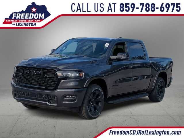 2026 RAM 1500 RAM 1500 BIG HORN CREW CAB 4X4 5'7' BOX in Granite Crystal Metallic Clear-Coat Exterior Paint — front three-quarter view