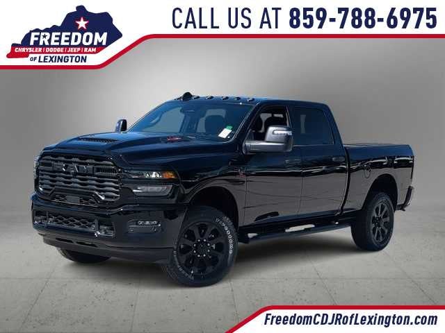 2026 RAM 2500 RAM 2500 BLACK EXPRESS CREW CAB 4X4 6'4' BOX in Diamond Black Crystal Pearl-Coat Exterior Paint — front three-quarter view