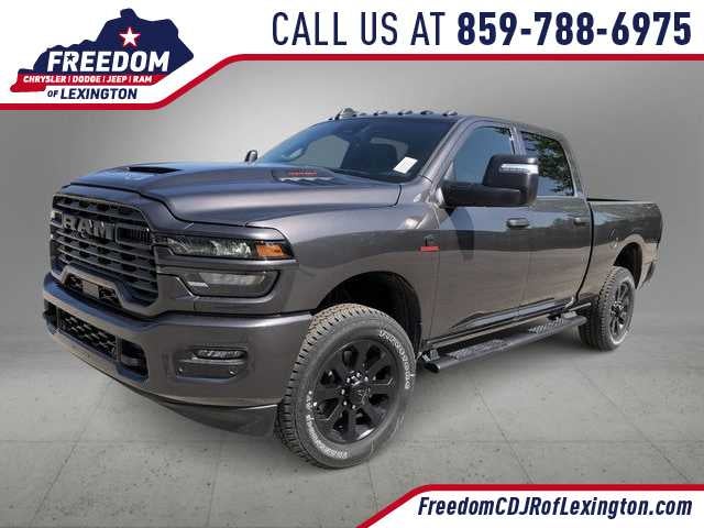 2026 RAM 2500 RAM 2500 BLACK EXPRESS CREW CAB 4X4 6'4' BOX in Granite Crystal Metallic Clear-Coat Exterior Paint — front three-quarter view