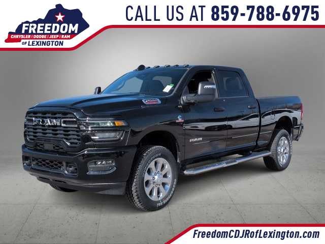 2026 RAM 2500 RAM 2500 BIG HORN CREW CAB 4X4 6'4' BOX in Diamond Black Crystal Pearl-Coat Exterior Paint — front three-quarter view
