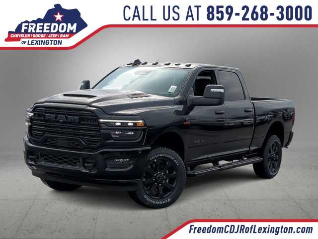 2026 RAM 2500 RAM 2500 LARAMIE CREW CAB 4X4 6'4' BOX in Diamond Black Crystal Pearl-Coat Exterior Paint — front three-quarter view