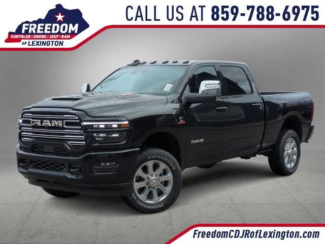 2026 RAM 2500 RAM 2500 LARAMIE CREW CAB 4X4 6'4' BOX in Diamond Black Crystal Pearl-Coat Exterior Paint — front three-quarter view