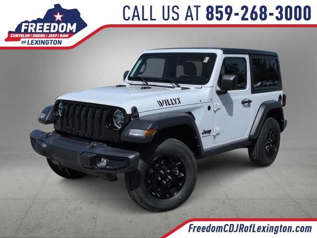 2022 Jeep Wrangler Willys in Bright White Clearcoat — front three-quarter view
