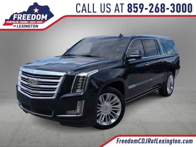 2019 Cadillac Escalade ESV Platinum in Dark Adriatic Blue Metallic — front three-quarter view